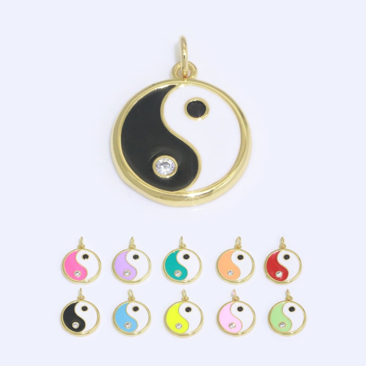 Round Yin Yang Charm 14K Gold Filled Enamel Charm YinYang Pendant for Bracelet Necklace Earring Supply M-553 - M-562