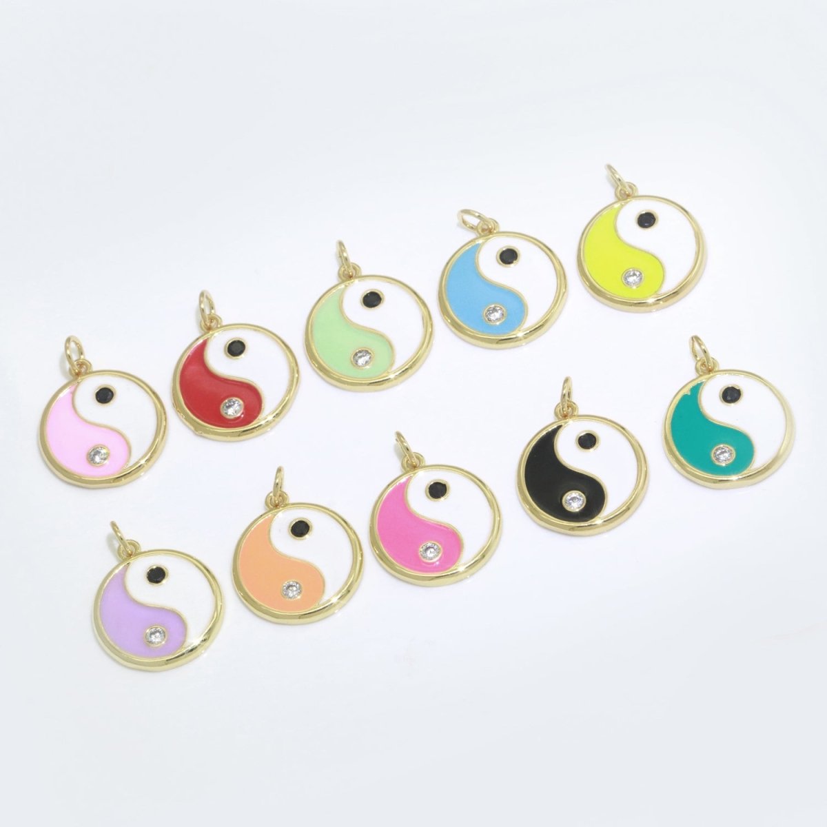 Round Yin Yang Charm 14K Gold Filled Enamel Charm YinYang Pendant for Bracelet Necklace Earring Supply M-553 - M-562