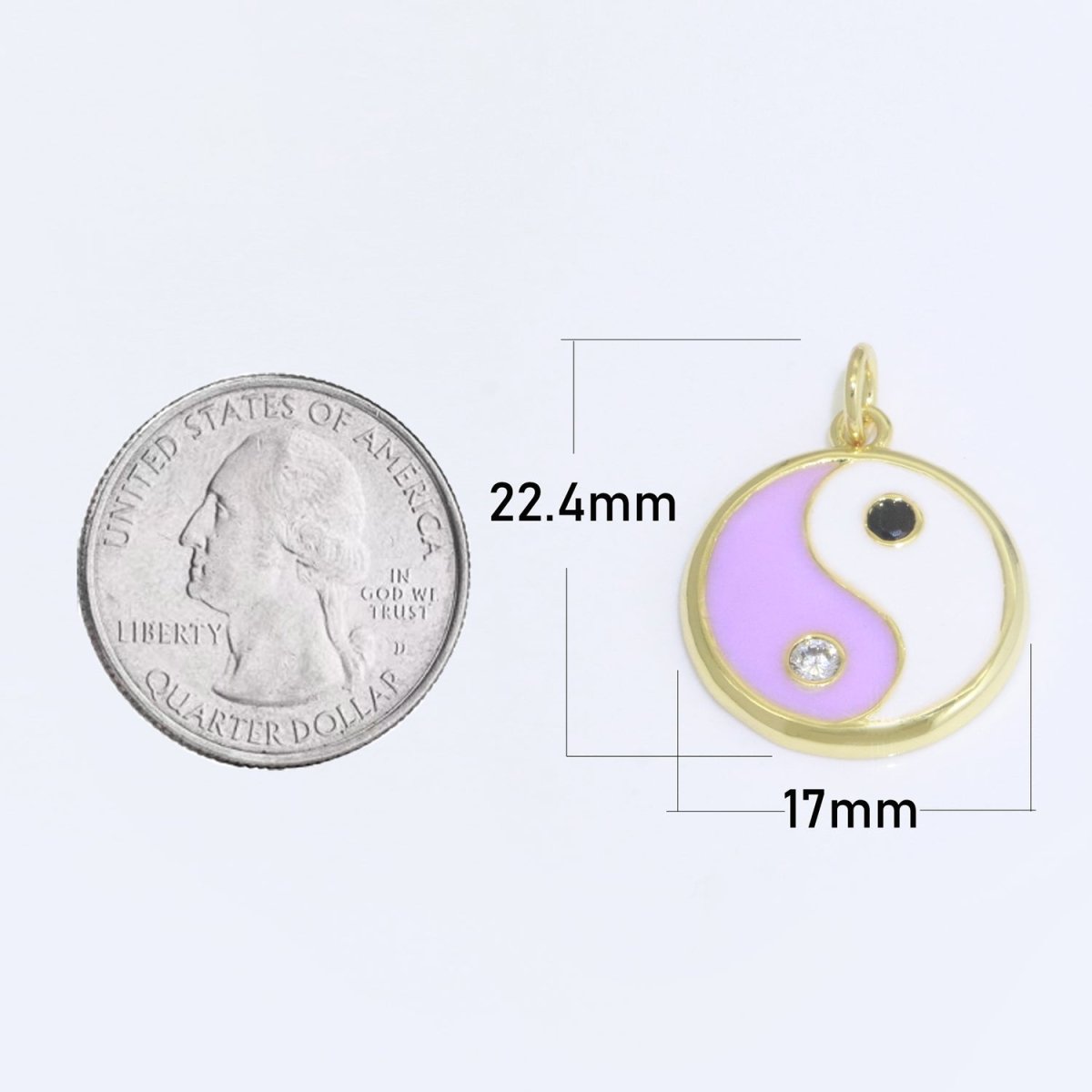 Round Yin Yang Charm 14K Gold Filled Enamel Charm YinYang Pendant for Bracelet Necklace Earring Supply M-553 - M-562