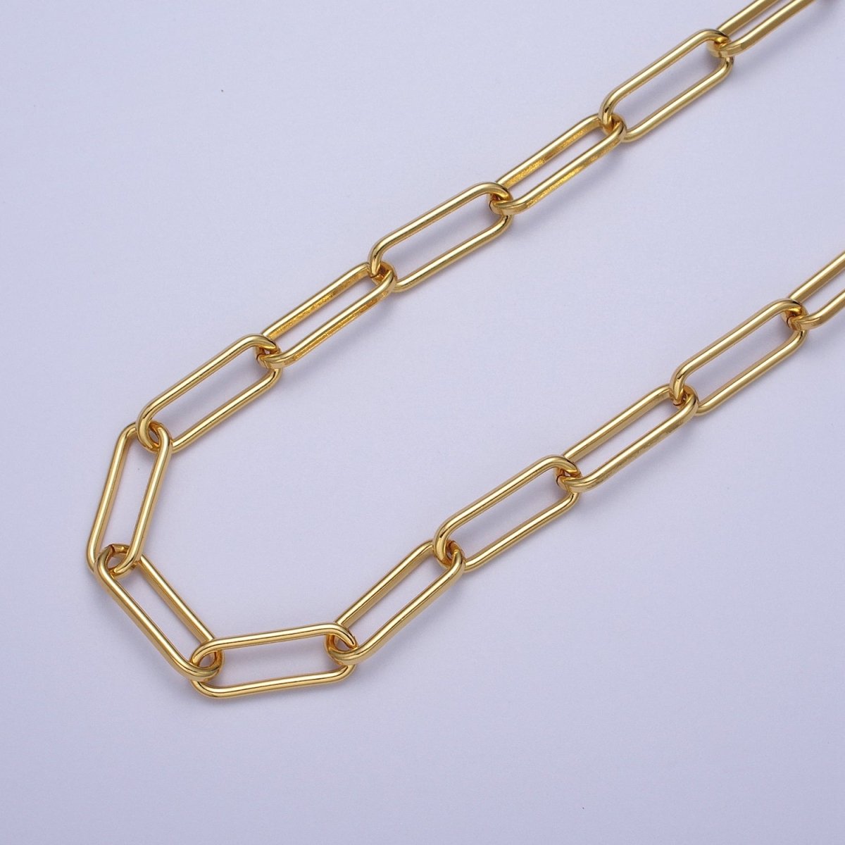 Rounded Paperclip Chain 14K Gold Filled Elongated Chain by Yard, Oval Link Chain Paper Clip Link for DIY Jewelry Making | ROLL-1210 - DLUXCA