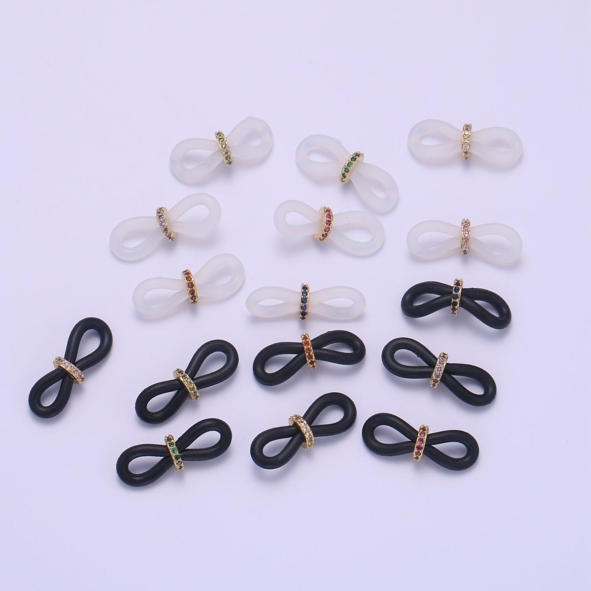 Rubber parts with Adjustable Cz Beads, Rubber Ends for Facemask Eyewear holder, One Pair of Rubber Grips, Replacement parts / One Pair L-238~L-253