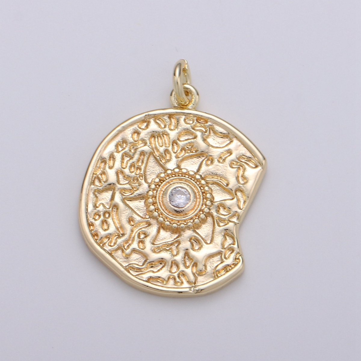 Rustic Coin Charm 14k Gold Filled coin pendant, Medallion charms Sun coin charms, Celestial Disc Charm for Necklace Bracelet Earring D-403 - DLUXCA