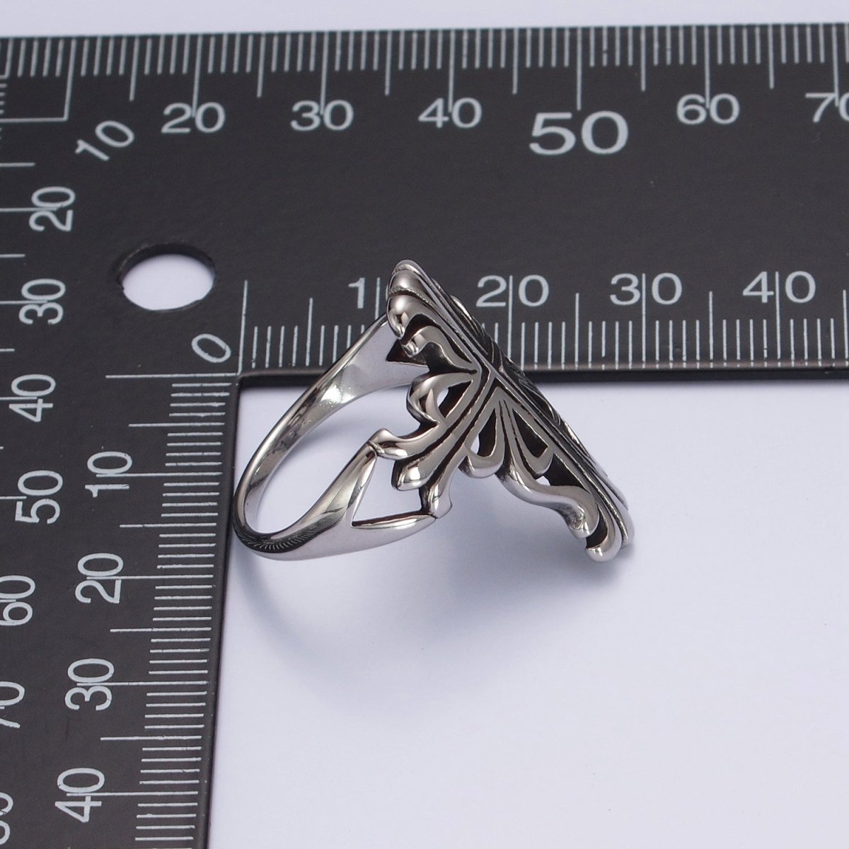 Rustic Cross Ring for Men Stainless Steel Ring Victorian Cross Inspired Chunky Ring O-856