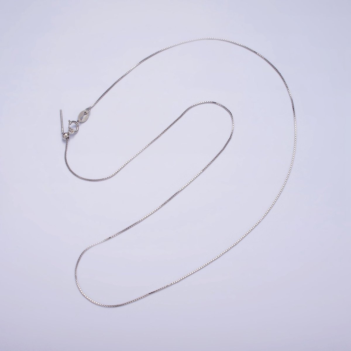 S925 Sterling Silver 0.5mm Dainty Box 18 Inch Adjustable Slider Chain Necklace | WA-1966 Clearance Pricing - DLUXCA