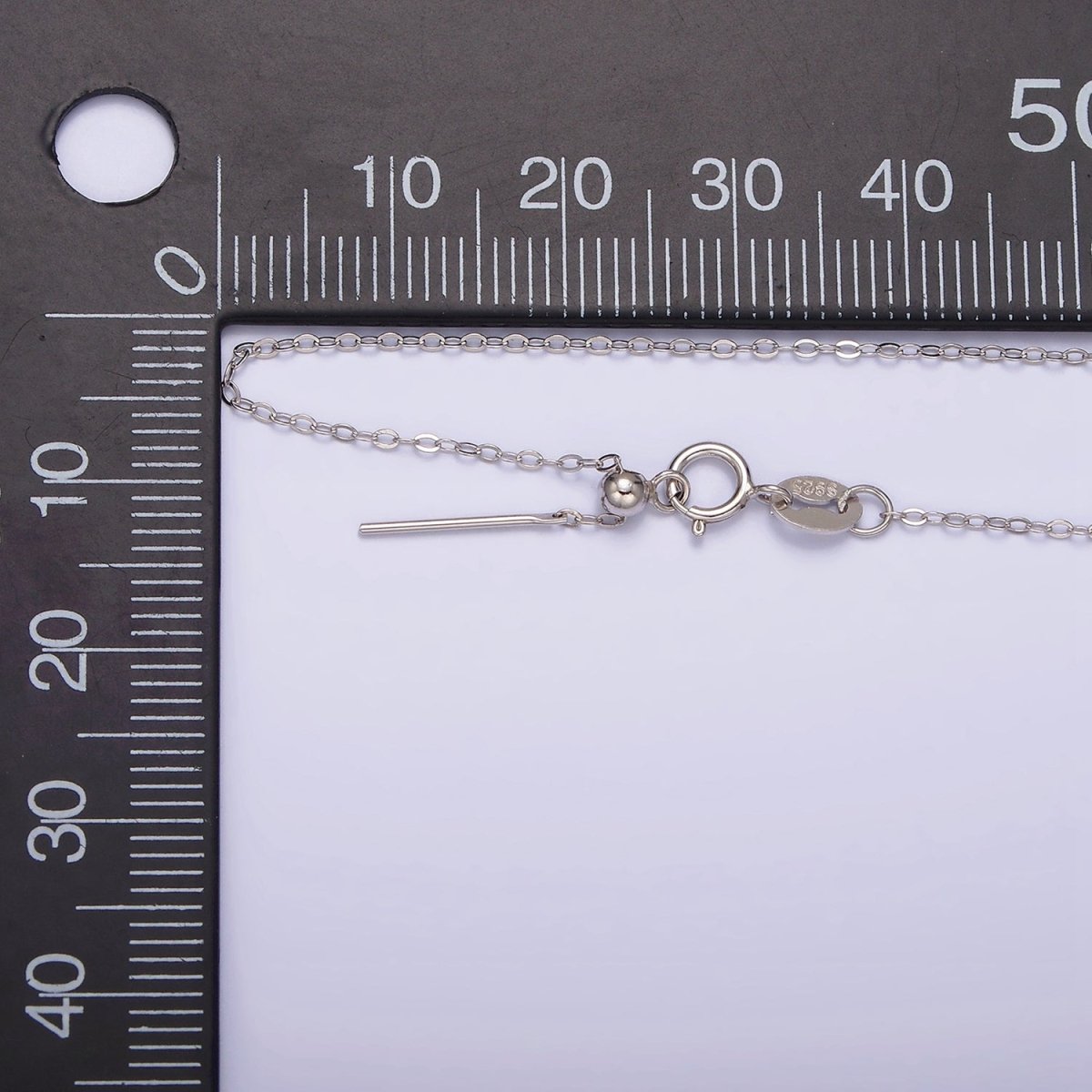 S925 Sterling Silver 0.5mm Dainty Cable Adjustable Slider 15.5 Inch Chain Necklace | WA-1946 Clearance Pricing - DLUXCA