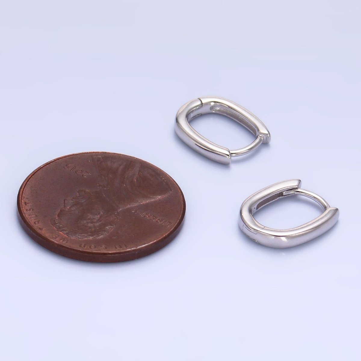 S925 Sterling Silver 11mm Minimalist Oblong Cartilage Huggie Earrings | SL - 557 - DLUXCA