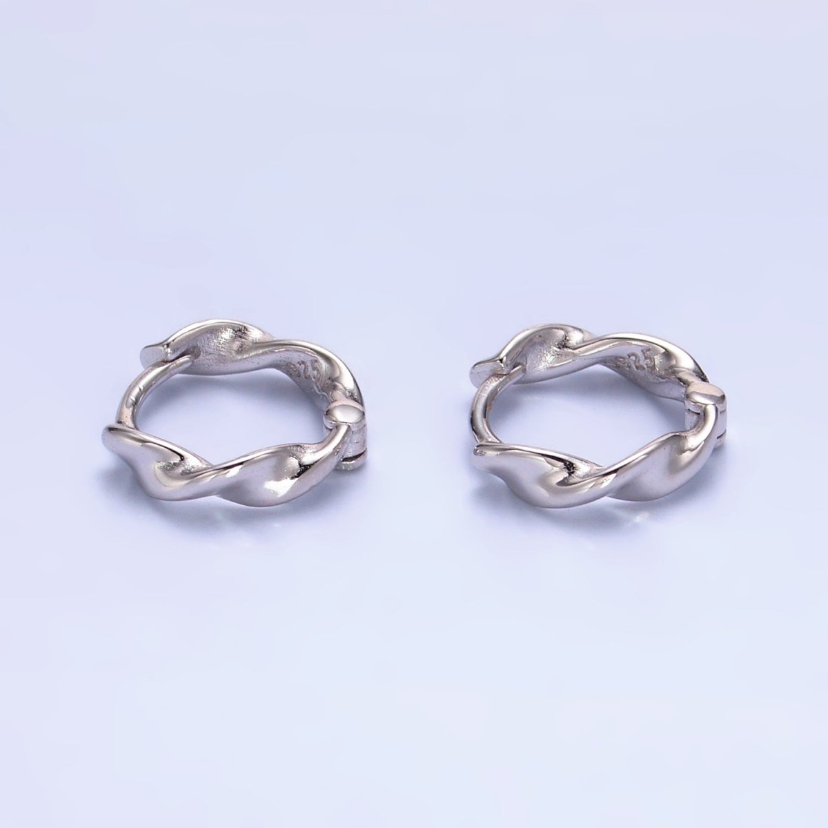 S925 Sterling Silver 12mm Geometric Twisted Cartilage Huggie Earrings | SL - 556 - DLUXCA