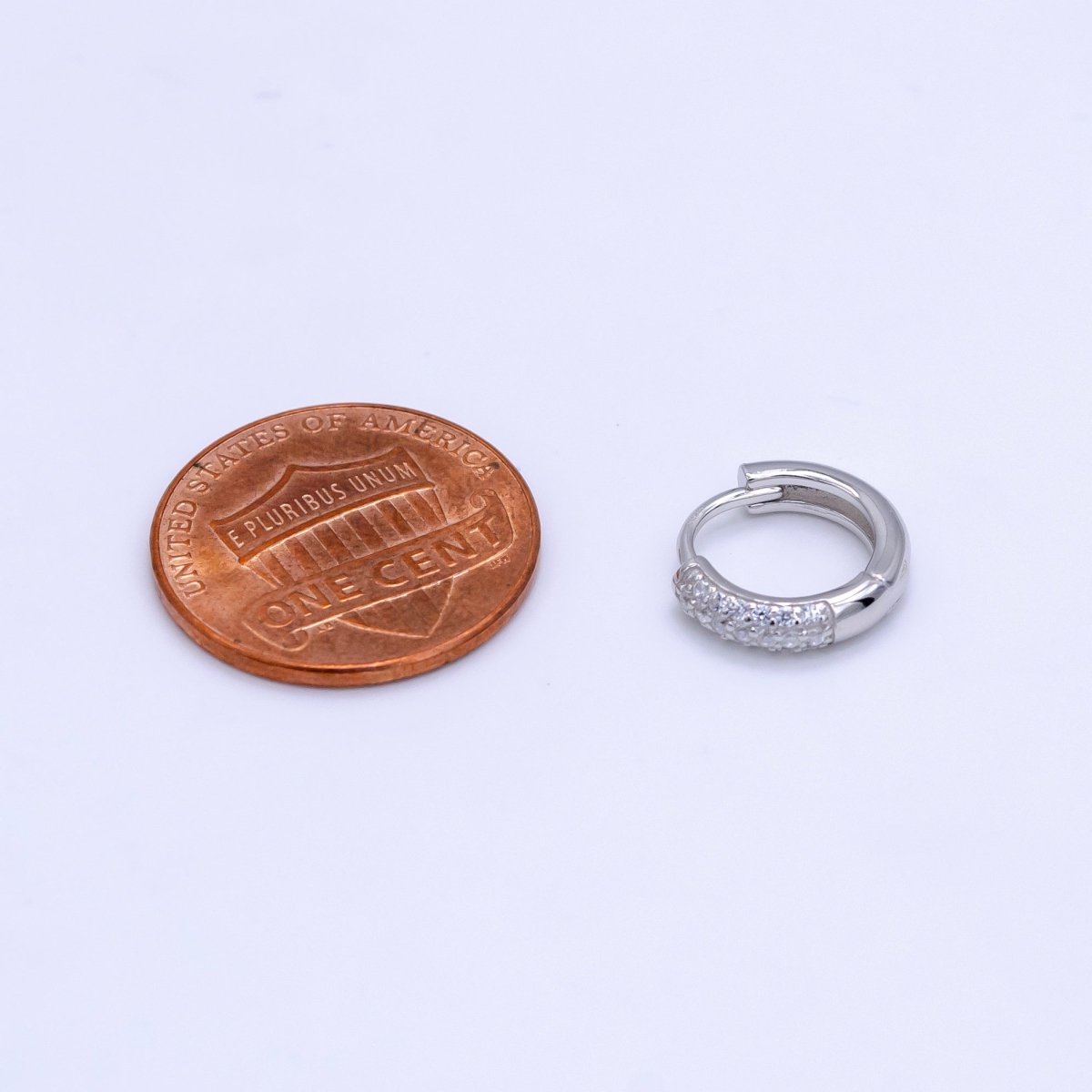 S925 Sterling Silver 12mm Micro Paved CZ Huggie Earrings | SL-493 - DLUXCA