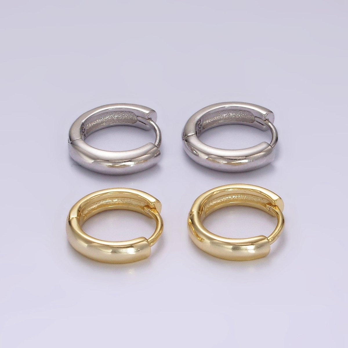 S925 Sterling Silver 12mm Thin Minimalist Cartilage Huggie Earrings in Silver & Gold | SL-409 SL-410