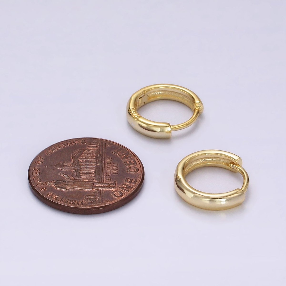 S925 Sterling Silver 12mm Thin Minimalist Cartilage Huggie Earrings in Silver & Gold | SL-409 SL-410