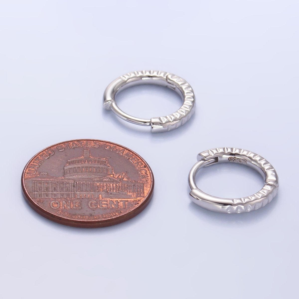 S925 Sterling Silver 13mm Edged Cartilage Huggie Earrings | SL - 595 - DLUXCA