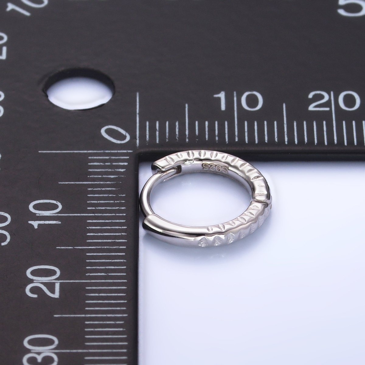 S925 Sterling Silver 13mm Edged Cartilage Huggie Earrings | SL - 595 - DLUXCA