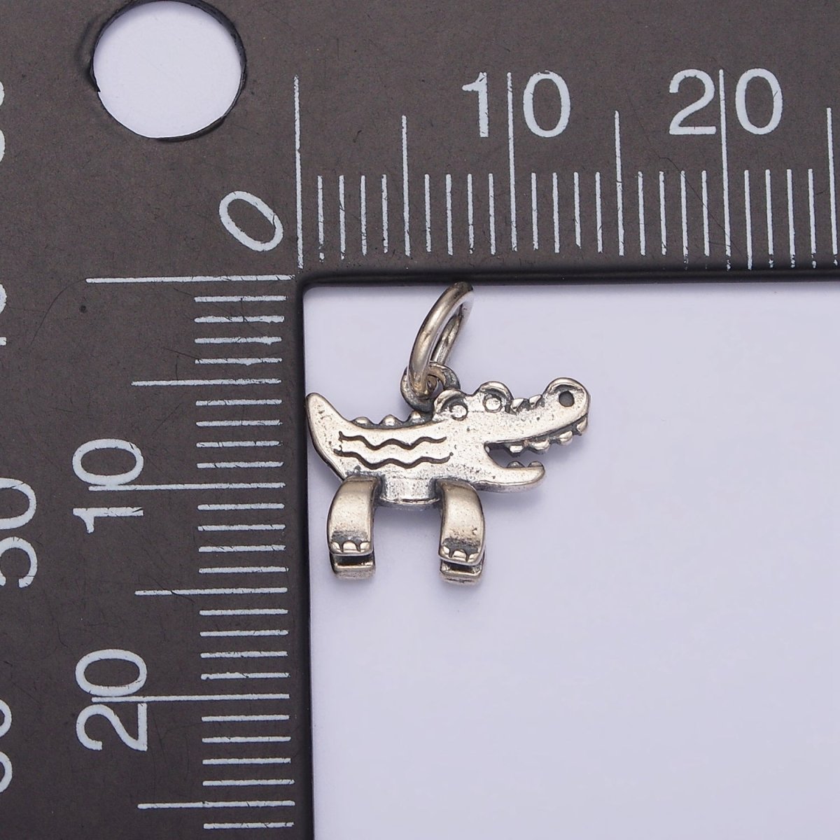 S925 Sterling Silver 14.5mm Mini Alligator Crocodile Animal Charm | SL-354 - DLUXCA