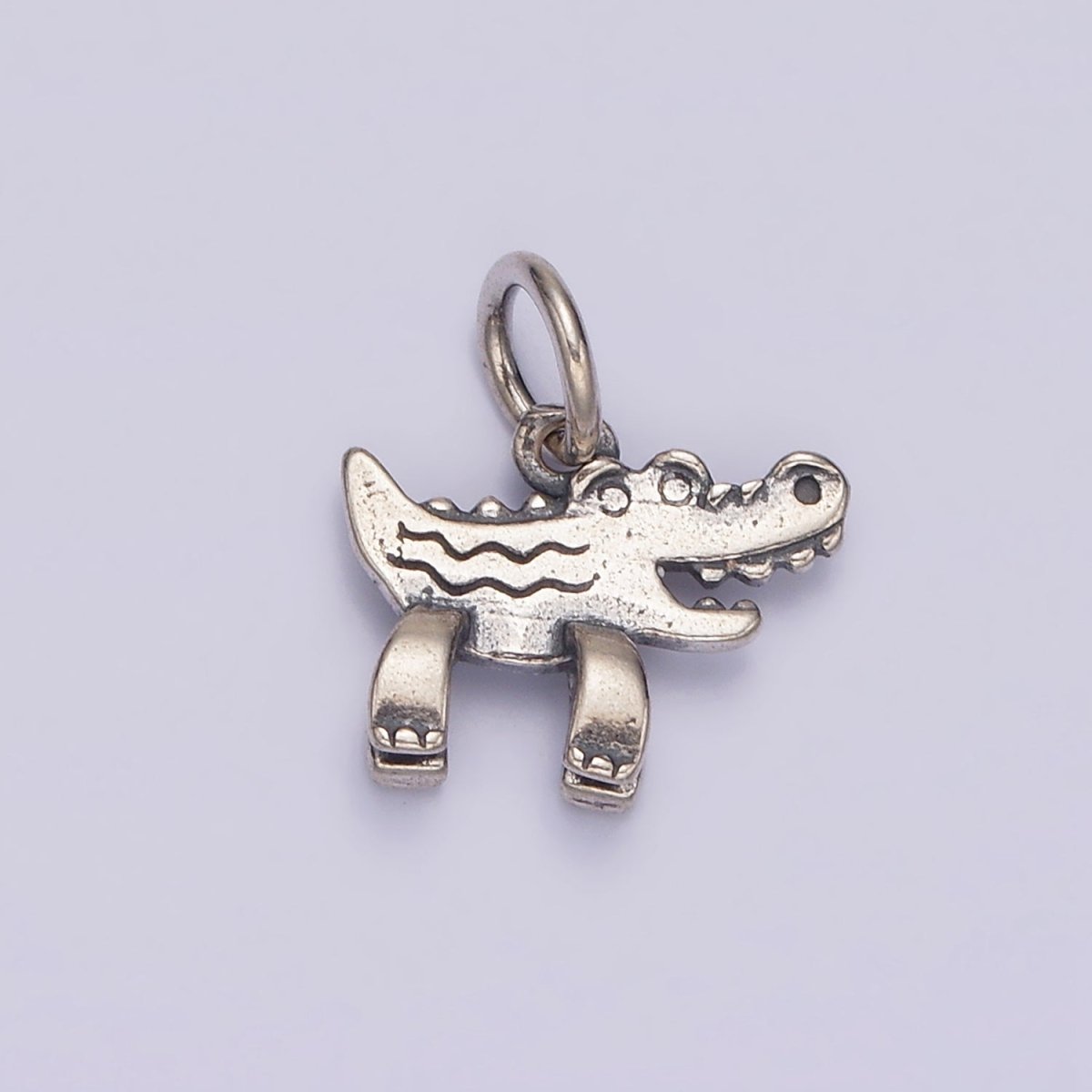 S925 Sterling Silver 14.5mm Mini Alligator Crocodile Animal Charm | SL-354 - DLUXCA