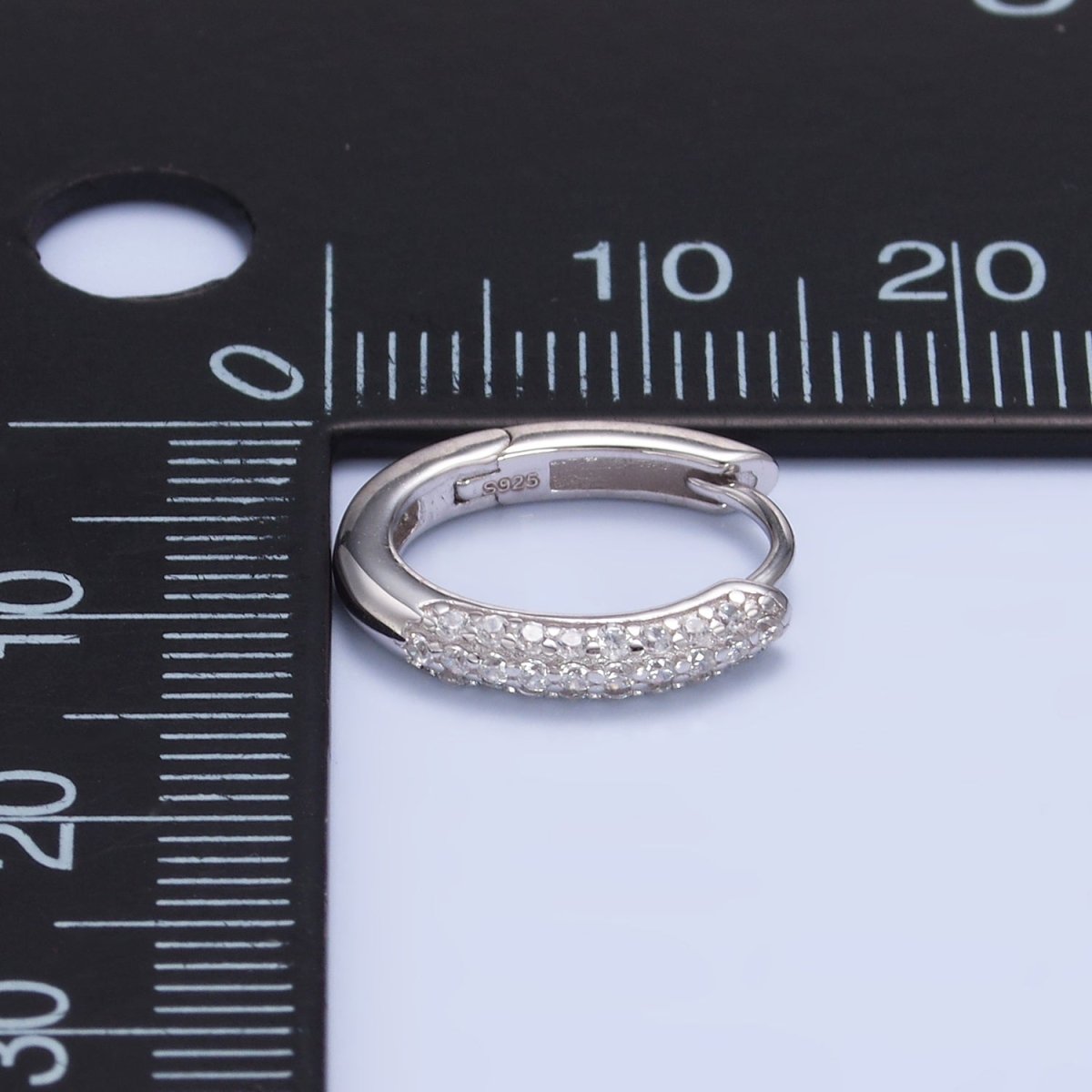 S925 Sterling Silver 14mm Micro Paved CZ Cartilage Huggies | SL - 581 - DLUXCA