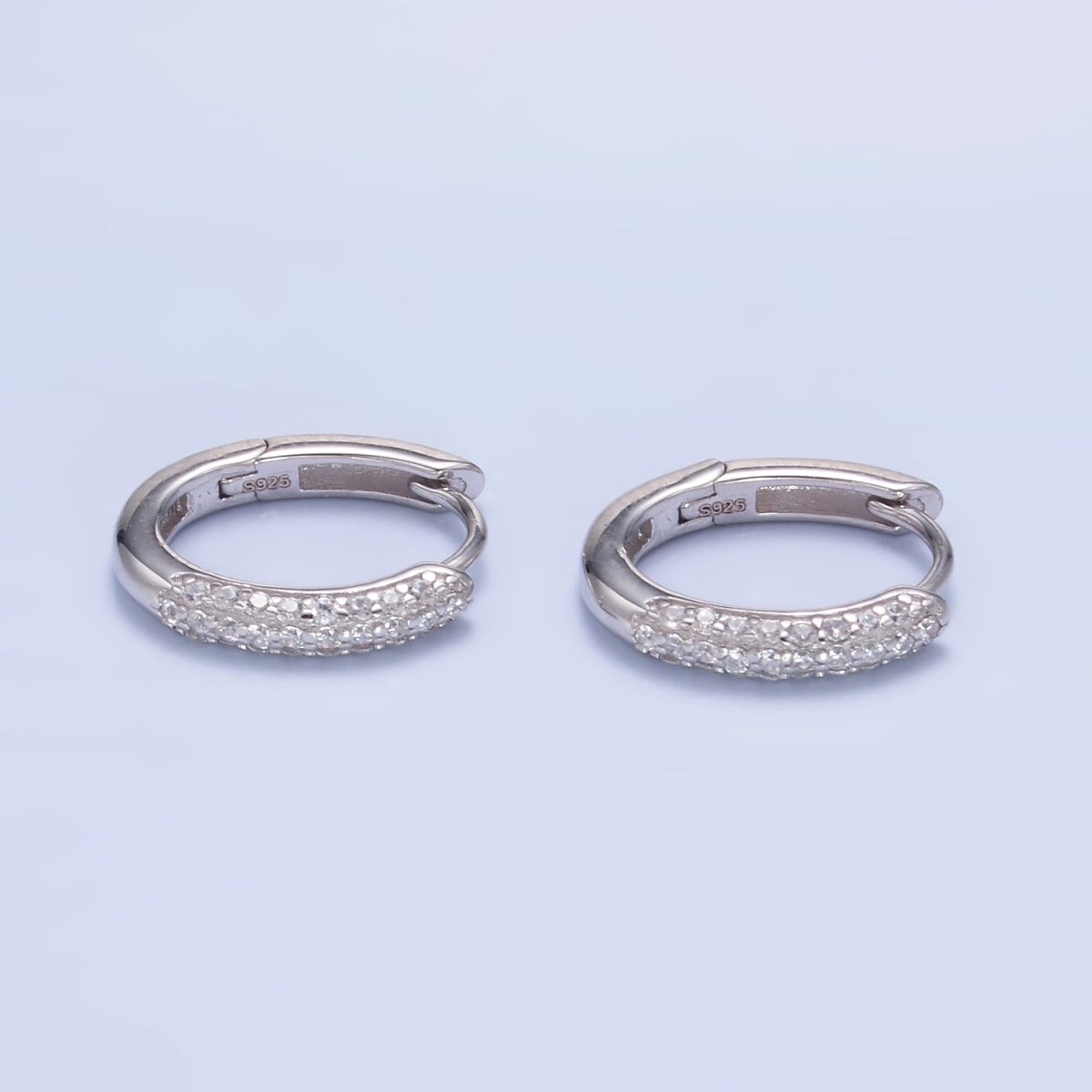 S925 Sterling Silver 14mm Micro Paved CZ Cartilage Huggies | SL - 581 - DLUXCA