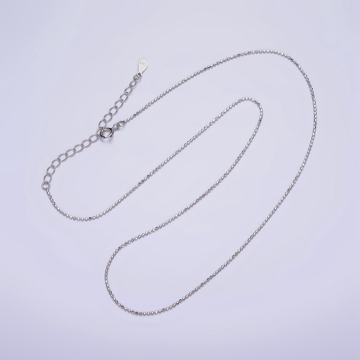 S925 Sterling Silver 1.5mm Dainty Bead 15.35 Inch Chain Choker Necklace | WA-1945 Clearance Pricing