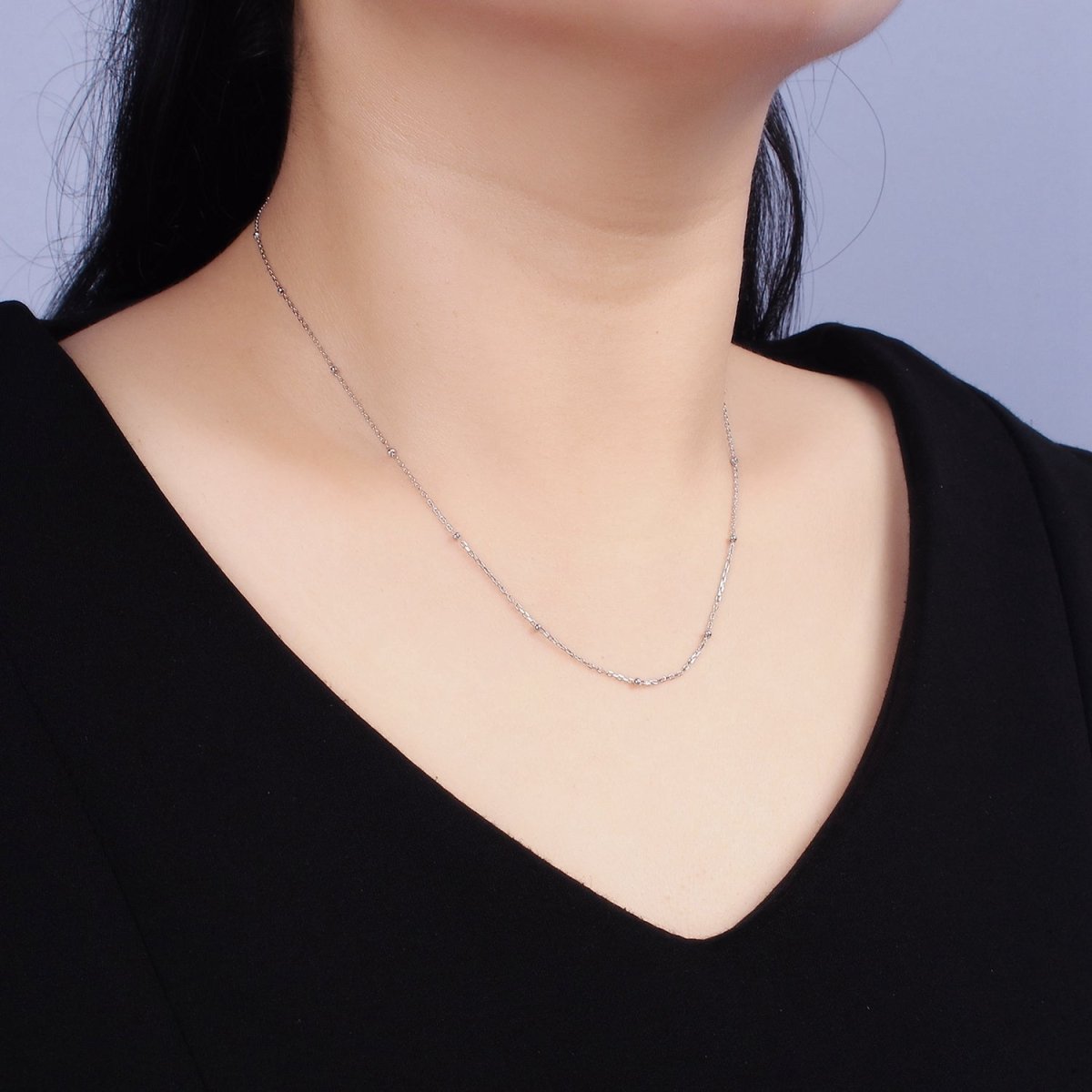 S925 Sterling Silver 1.5mm Dainty Satellite Chain 15.35 Inch Chain Choker Necklace | WA-1971 Clearance Pricing