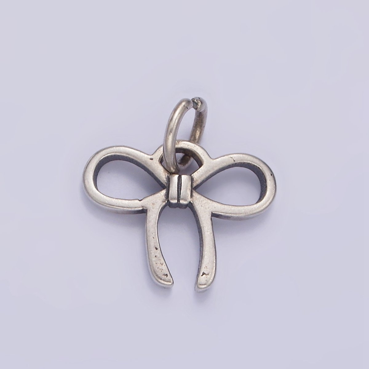 S925 Sterling Silver 15mm Ribbon Tie Minimalist Charm | SL-375 - DLUXCA