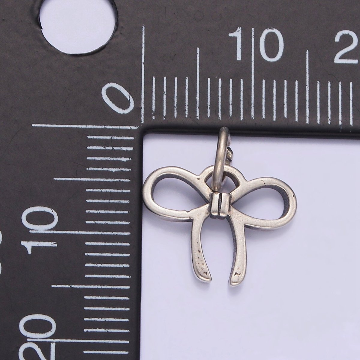 S925 Sterling Silver 15mm Ribbon Tie Minimalist Charm | SL-375 - DLUXCA