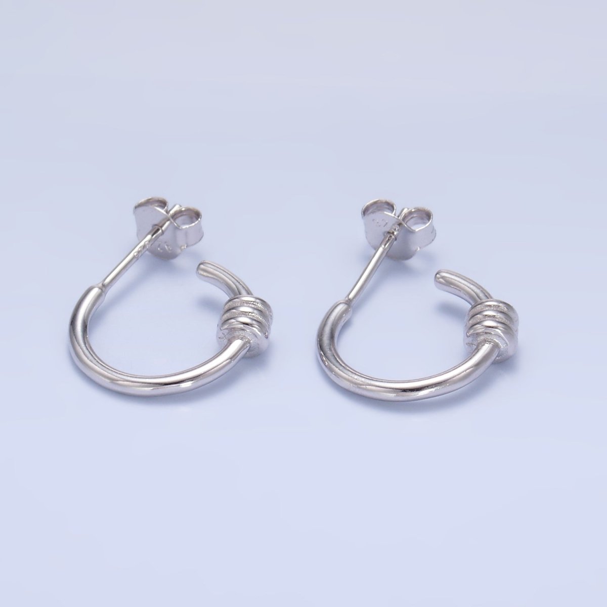 S925 Sterling Silver 15mm Triple Band C - Shaped Hoop Earrings | SL - 580 - DLUXCA