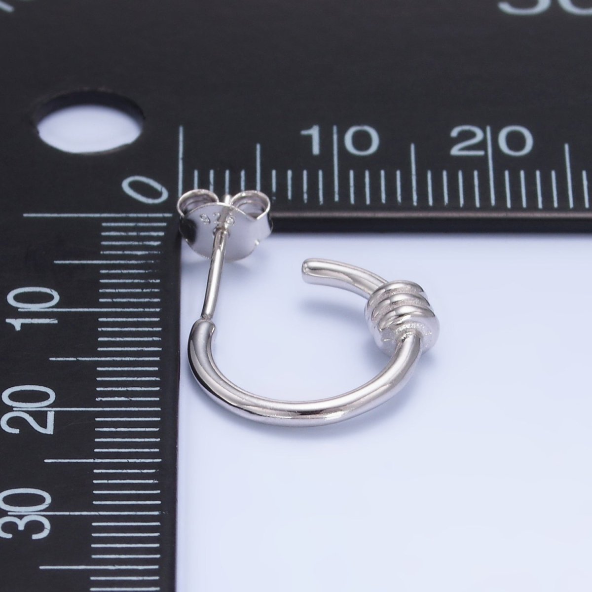 S925 Sterling Silver 15mm Triple Band C - Shaped Hoop Earrings | SL - 580 - DLUXCA