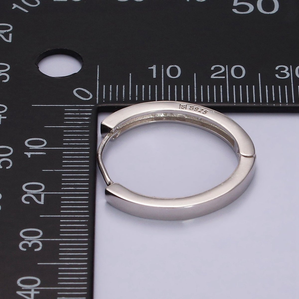 S925 Sterling Silver 25mm Flat Huggie Hoop Minimalist Earrings | SL-414 - DLUXCA