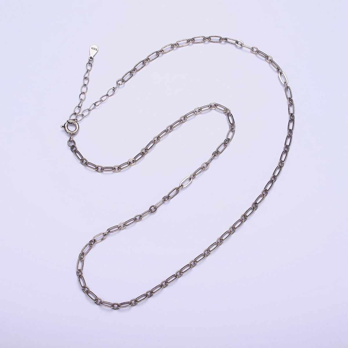 S925 Sterling Silver 2.7mm Paperclip Cable Link 15.5 Inch Choker Chain Necklace | WA-1968 Clearance Pricing