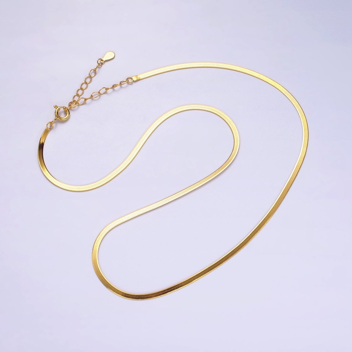 S925 Sterling Silver 2mm Herringbone 16 Inch, 17 Inch Layering Chain Necklace in Gold & Silver | WA-2156 - WA-2159 Clearance Pricing