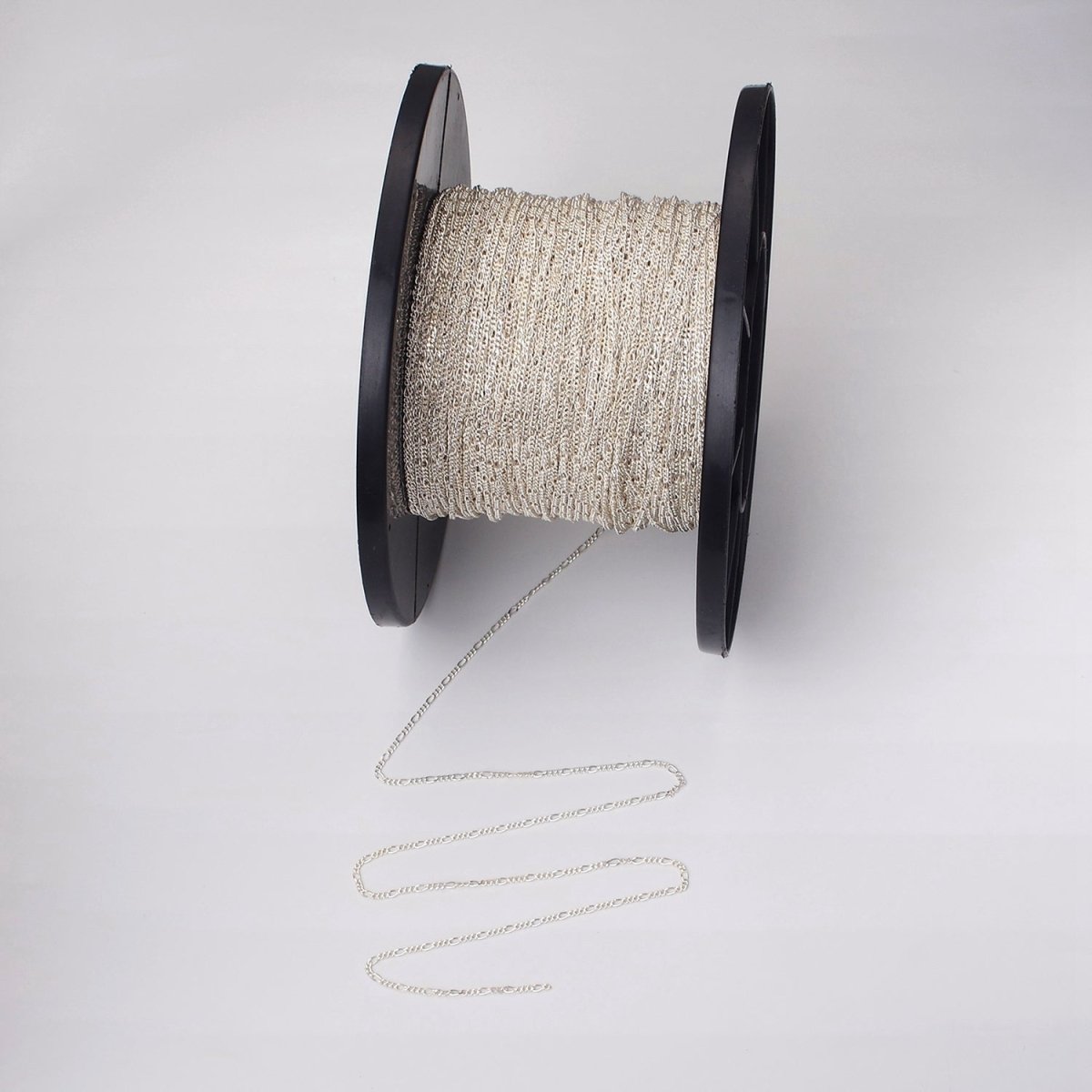 S925 Sterling Silver 3mm Figaro Unfinished Chain by Yard For Jewelry Making | ROLL-1486 - DLUXCA