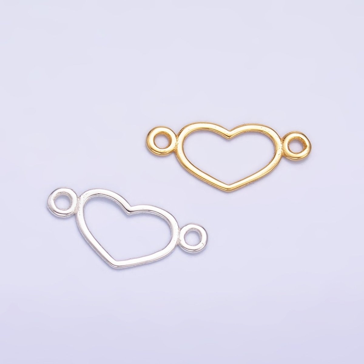 S925 Sterling Silver 5.5mm Open Heart Connector in Gold & Silver | SL-614