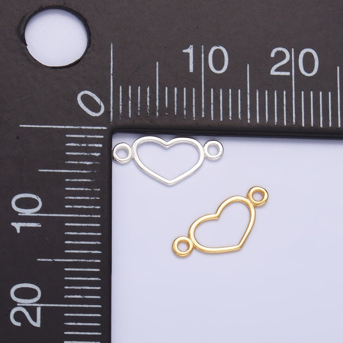 S925 Sterling Silver 5.5mm Open Heart Connector in Gold & Silver | SL-614