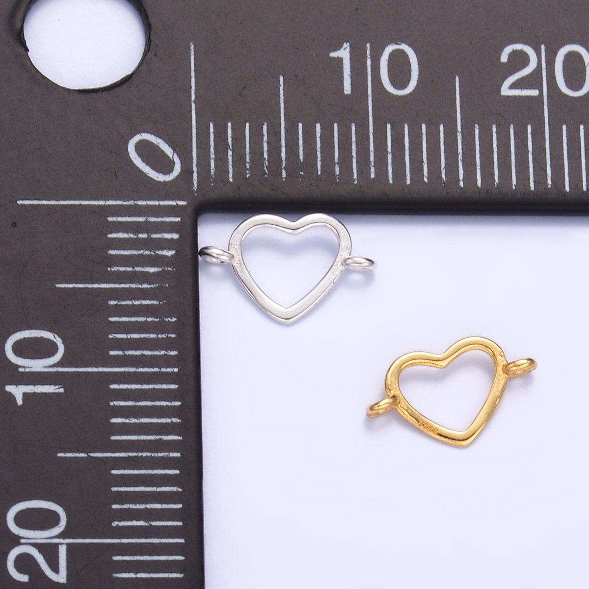 S925 Sterling Silver 7mm Open Heart Connector in Gold & Silver | SL-619
