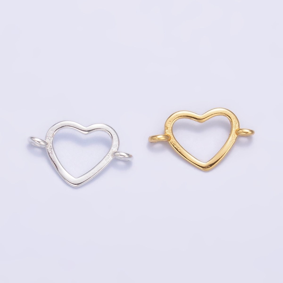 S925 Sterling Silver 7mm Open Heart Connector in Gold & Silver | SL-619