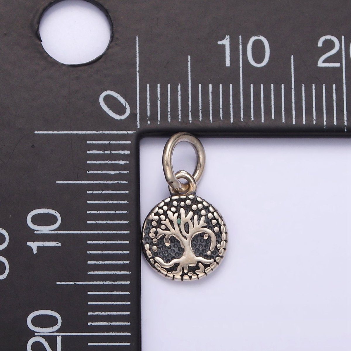 S925 Sterling Silver 8mm Nature Tree Leaf Round Add-On Charm | SL-384 - DLUXCA