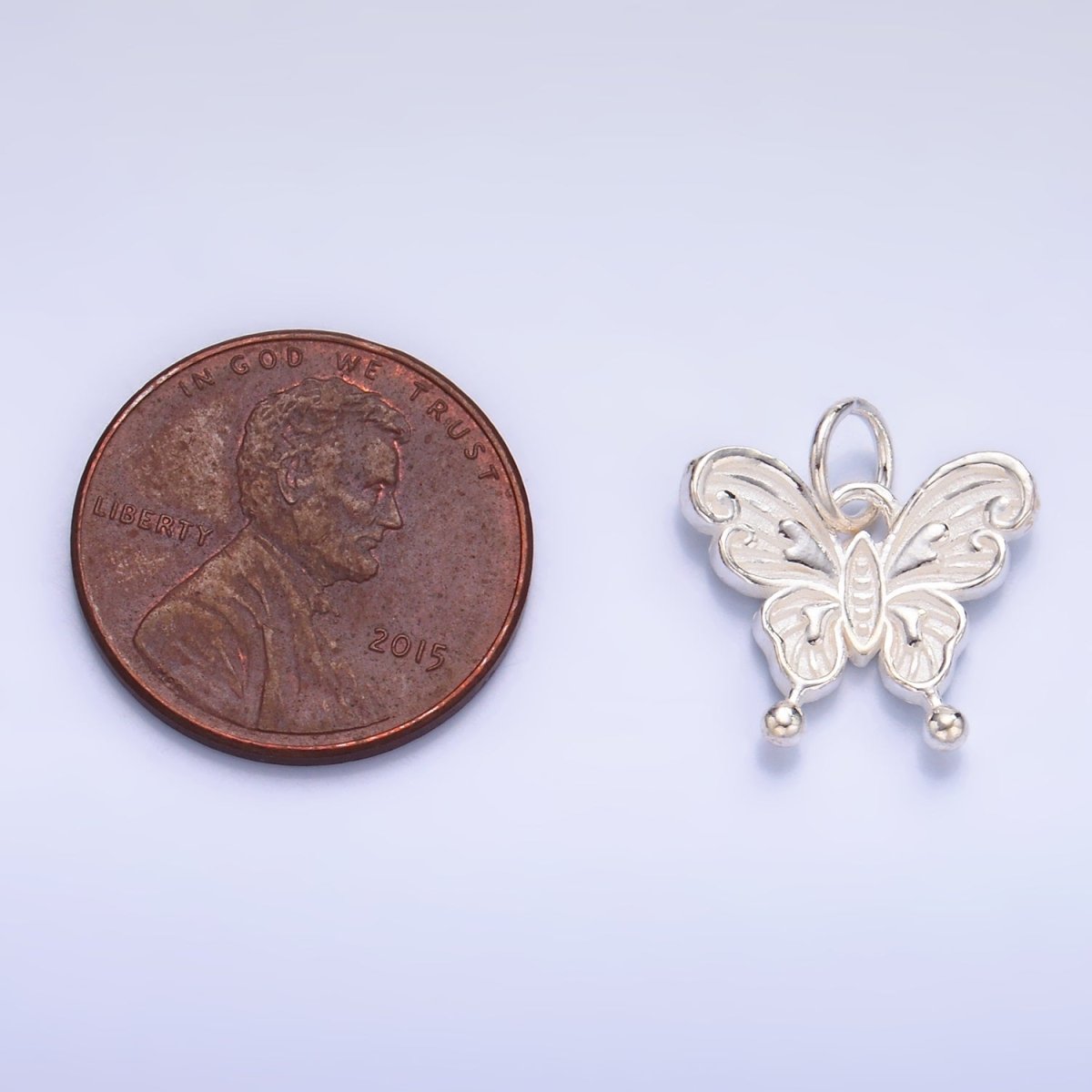 S925 Sterling Silver Artisan Butterfly Insect Charm | SL - 531 - DLUXCA