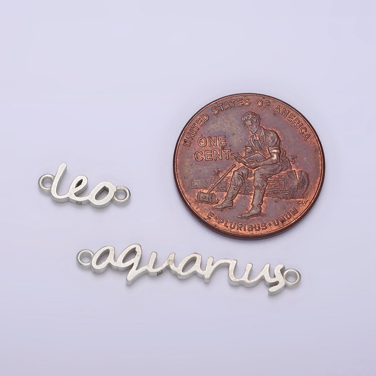 S925 Sterling Silver Birth Zodiac Astrology Cursive Script Link Personalized Charm Connector | A-A1223-A-A1228