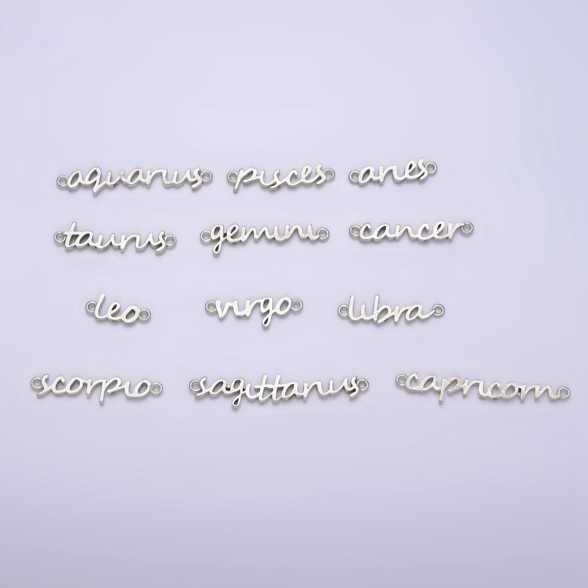 S925 Sterling Silver Birth Zodiac Astrology Cursive Script Link Personalized Charm Connector | A-A1223-A-A1228