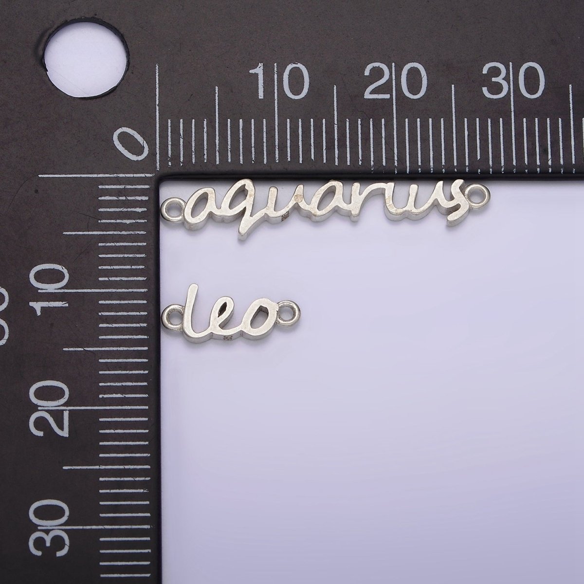 S925 Sterling Silver Birth Zodiac Astrology Cursive Script Link Personalized Charm Connector | A-A1223-A-A1228