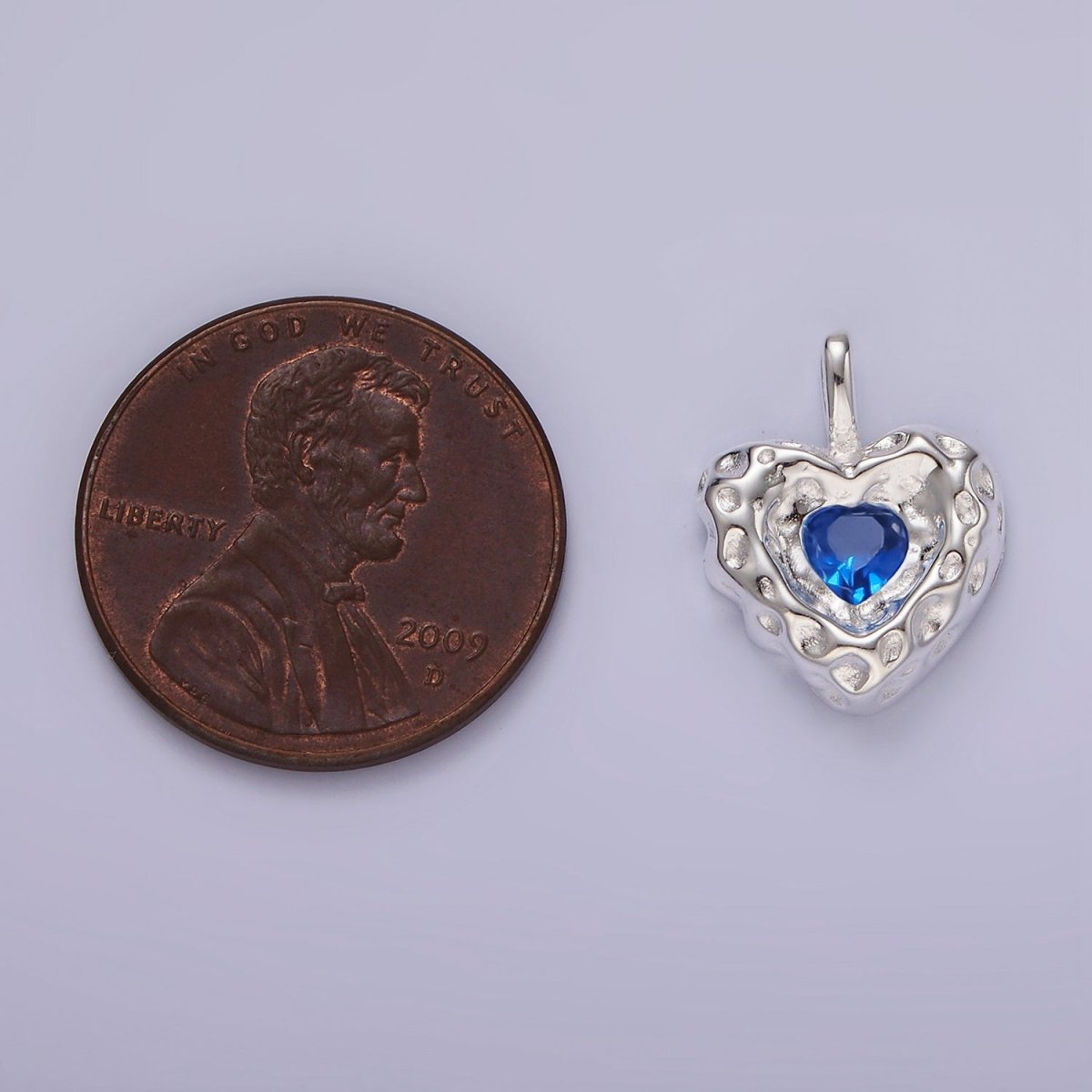 S925 Sterling Silver Blue, Green CZ Hammered Pendant | SL-439 SL-440