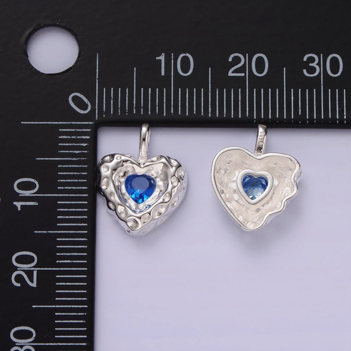 S925 Sterling Silver Blue, Green CZ Hammered Pendant | SL-439 SL-440