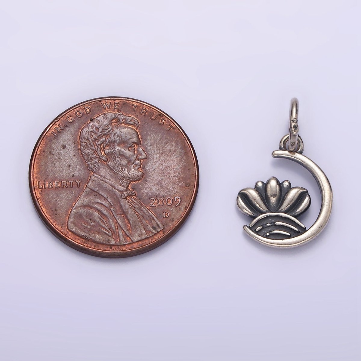 S925 Sterling Silver Celestial Crescent Moon Curved Line Charm | SL-383 - DLUXCA