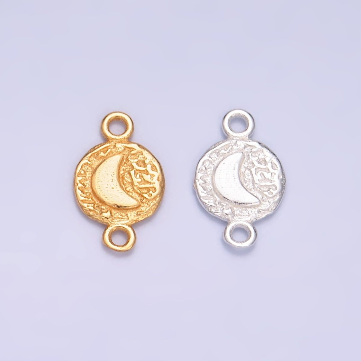 S925 Sterling Silver Celestial Moon Hammered Connector in Gold & Silver | SL-588