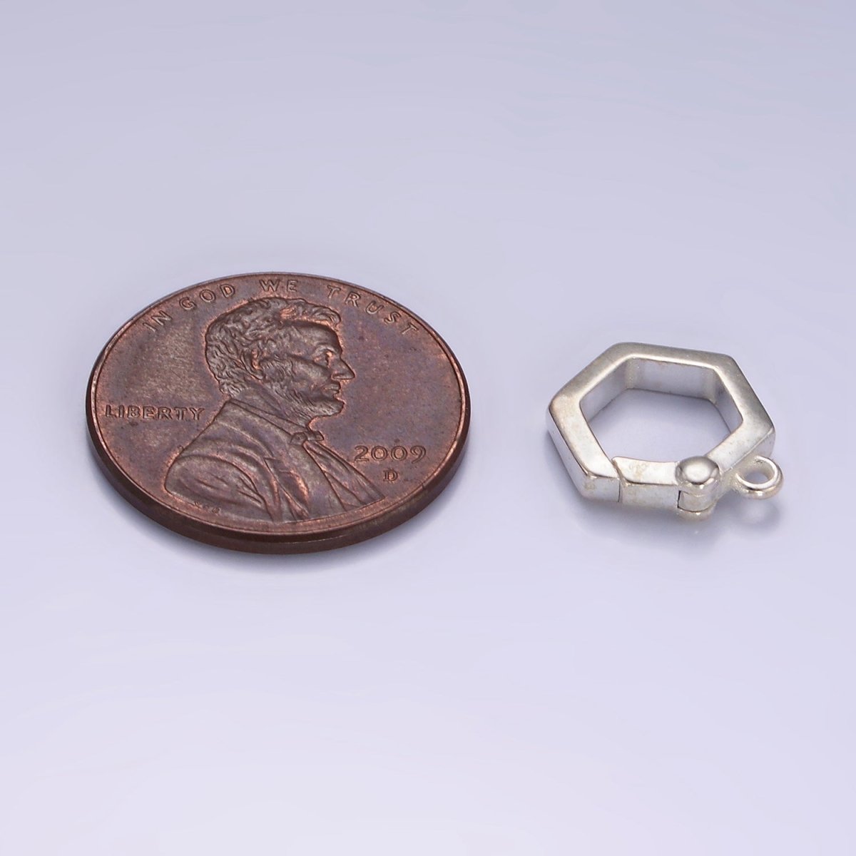 s925 Sterling Silver Charm Holder Push Gate Hexagon Clasp Spring gate Clasp 12.4x11.2mm SL-472 - DLUXCA