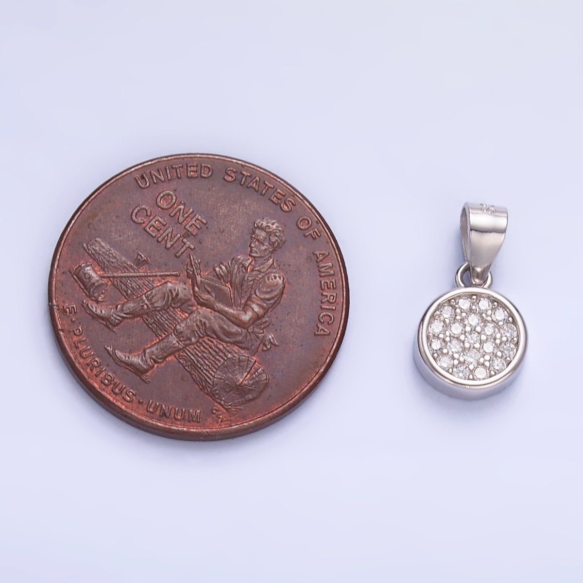 S925 Sterling Silver Clear CZ Micro Paved CZ Round Pendant | SL - 604 - DLUXCA
