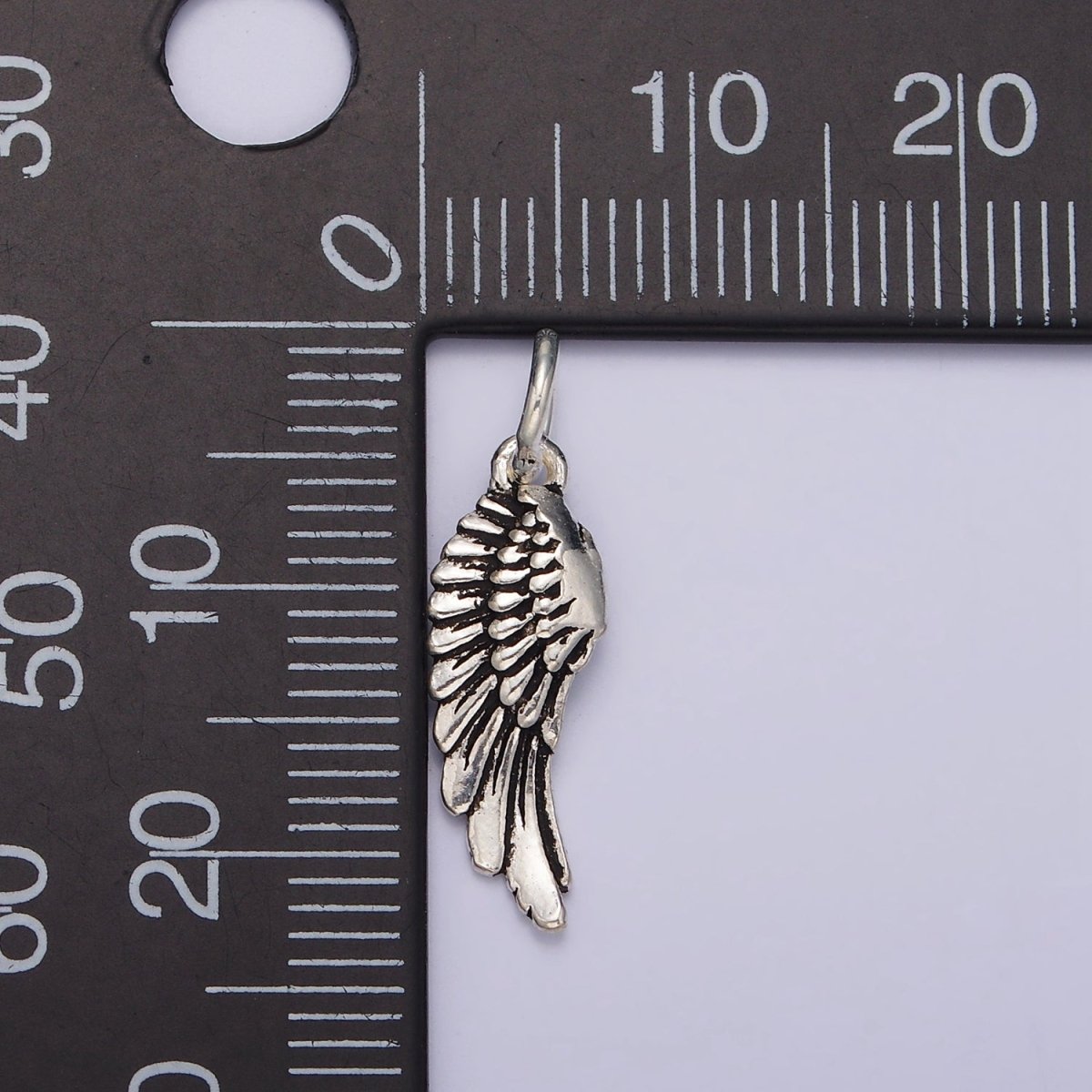 S925 Sterling Silver Curved 3Feather Wings 22.5mm Charm | SL-362 - DLUXCA