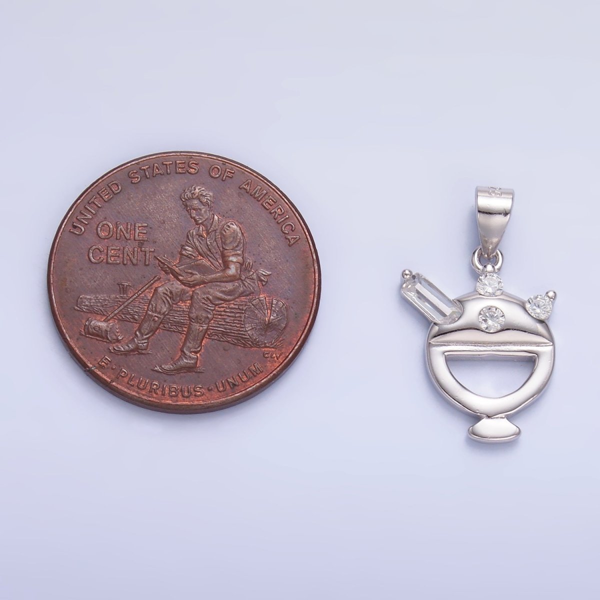 S925 Sterling Silver CZ Baguette Ice Cream Sundae Dessert Pendant | SL - 605 - DLUXCA