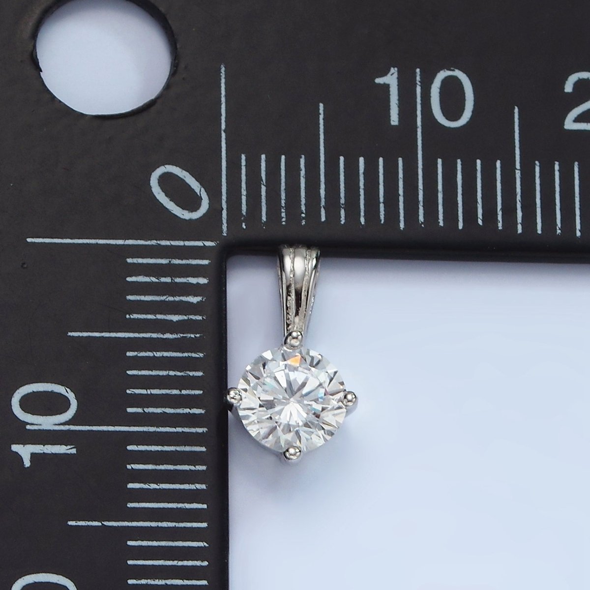 S925 Sterling Silver CZ Clear Round Solitaire Minimalist Pendant | SL-449 - DLUXCA