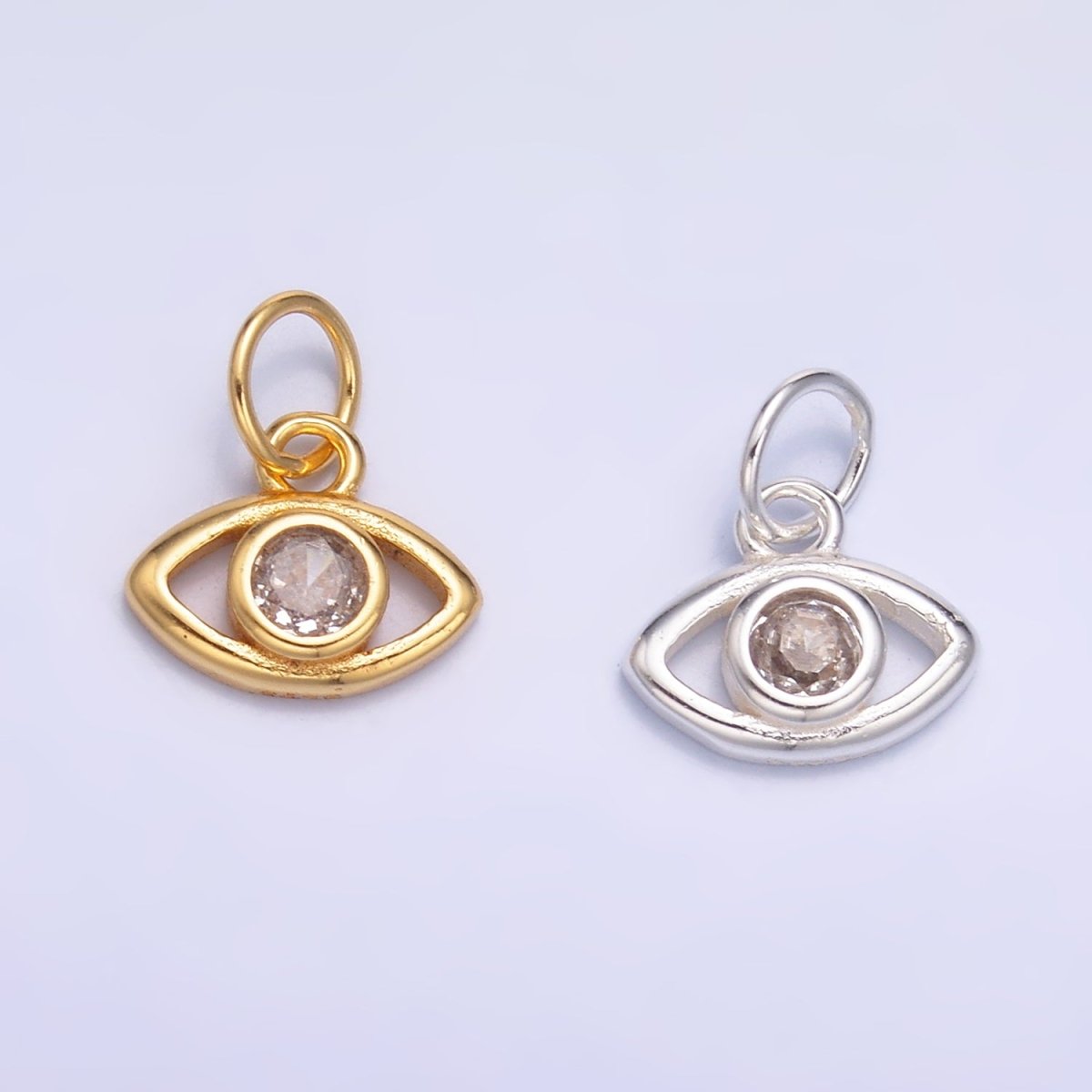 S925 Sterling Silver CZ Evil Eye Mini Charm in Gold & Silver | SL-622