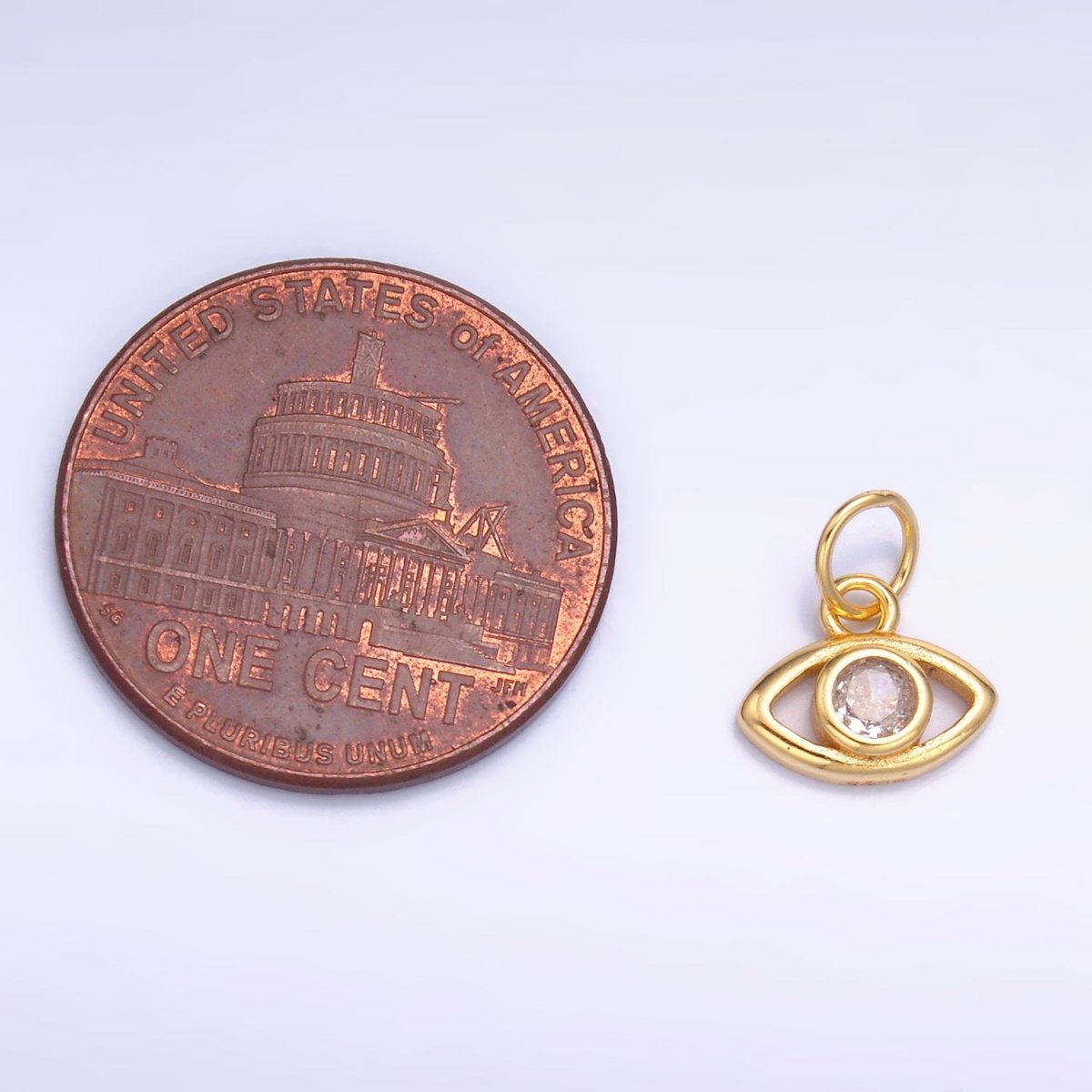 S925 Sterling Silver CZ Evil Eye Mini Charm in Gold & Silver | SL-622